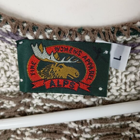 Vintage Knit Sweater Vest Womens L Beige Fair Isle Grandpacore Cottagecore 90s - Picture 6 of 8